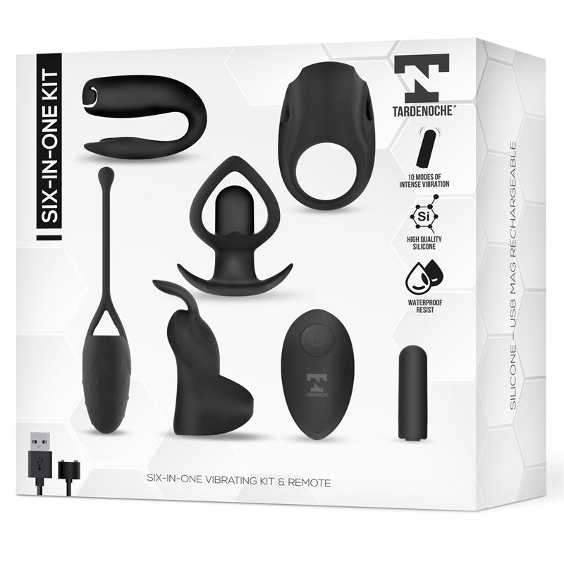 Six-In-One Vibrating Bullet and 6 Silicone Accessories Kit