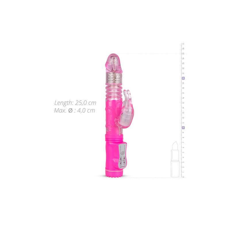 Rabbit Vibrator Thrusting and Rotating Balls  Pink