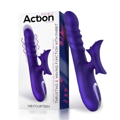 No. Fourteen Telescopic Undulating Vibe with High Frequency Tongue Liquid Silicone USB