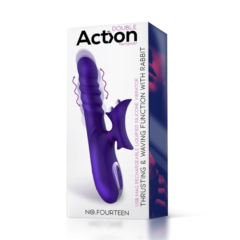 No. Fourteen Telescopic Undulating Vibe with High Frequency Tongue Liquid Silicone USB