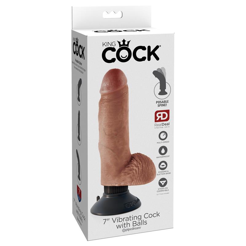 Vibrating Cock with Balls 7 Tan