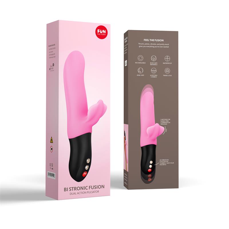 Vibrator with Thrusting Bi Stronic Fusion Candy Rose