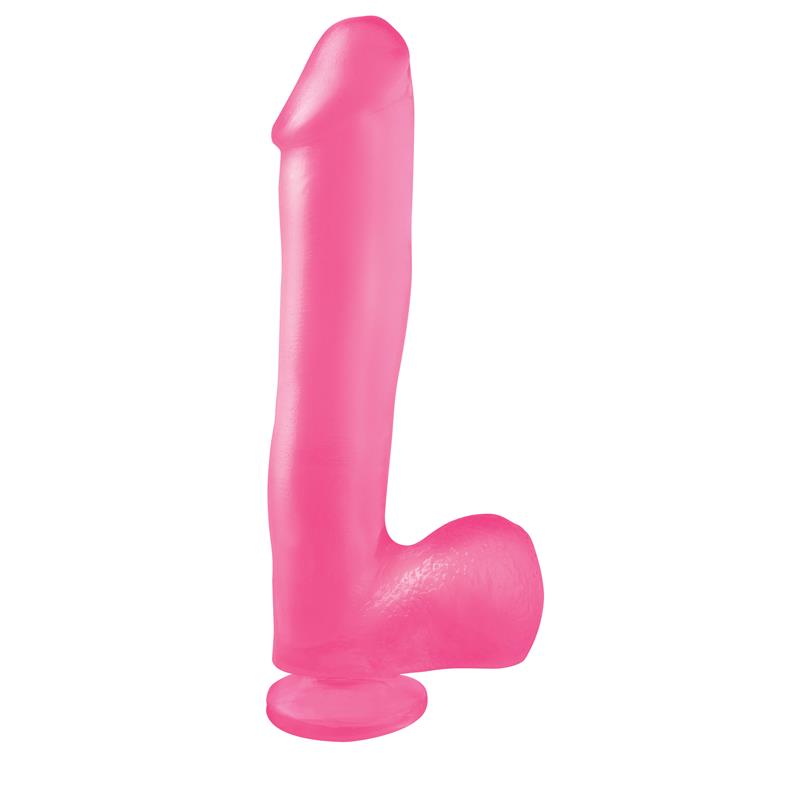 Basix Rubber Works  25,4 cm Dong and Testicles with Suction Cup - Colour Pink