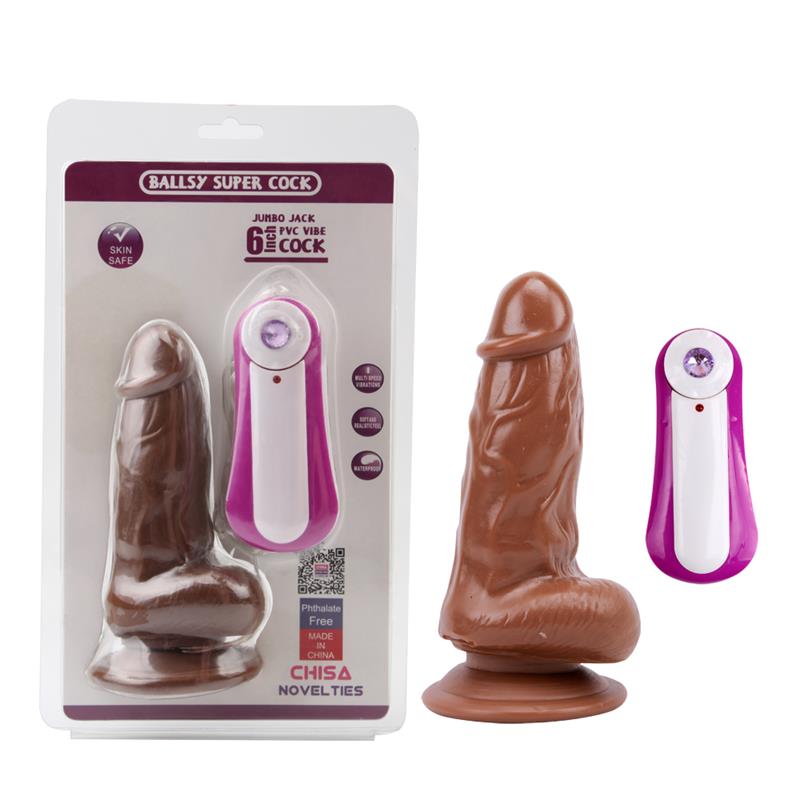 Dildo Jumbo Jack 6 Vibrating Dildo-Brown