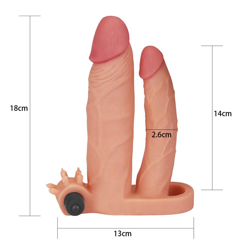 Vibrating Double Penis Sleeve with Vibration +1