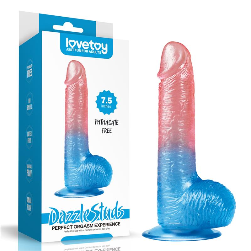 Dildo Dazzle Studs 7.5 Pink and Blue