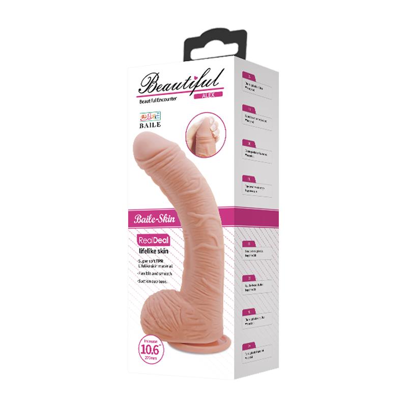 Alex Curved Dildo with Testicles G-Spot Suction Cup Flesh