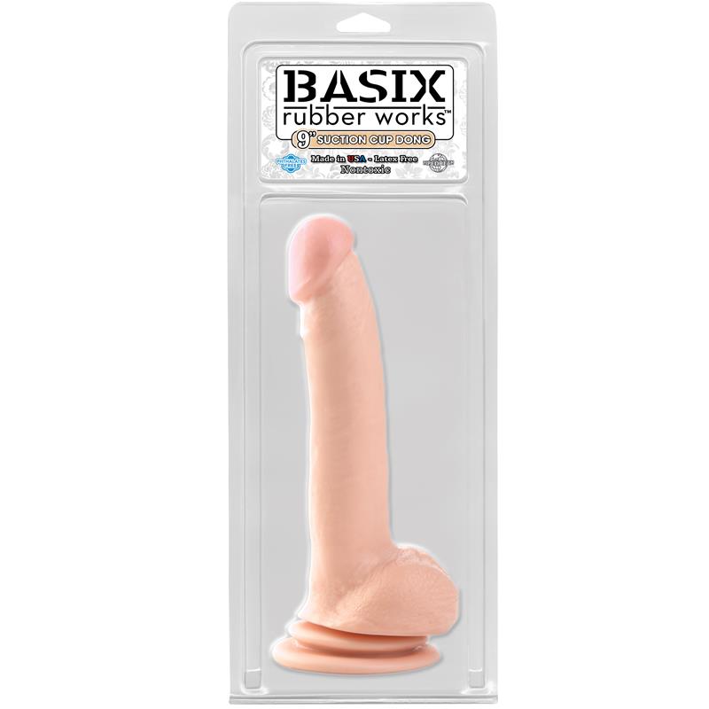 Basix Rubber Works 22,9 cm Dong and Testicles with Suction Cup ? Colour Flesh