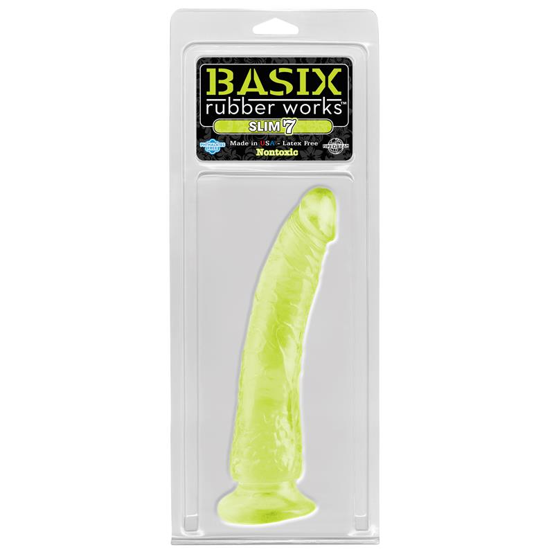 Basix Rubber Works  Slim 17,78 cm with Suction Cup - Colour Glow in the Dark