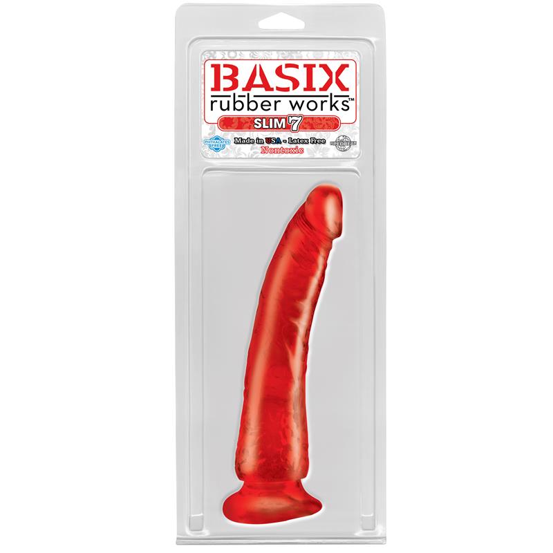 Dildo Slim 17,78 cm with Suction Cup - Red