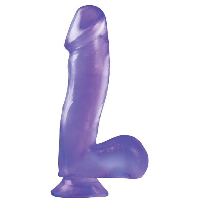 Basix Rubber Works 16,51 cm Dong and Testicles with Suction Cup - Colour Purple