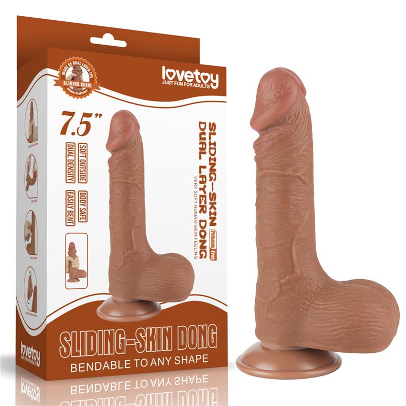 Dildo Sliding Skin 7.5 Brown