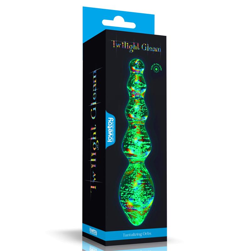 Glow in the Dark Glass Dildo Dark Twilight Gleam Tantalizing Orbs