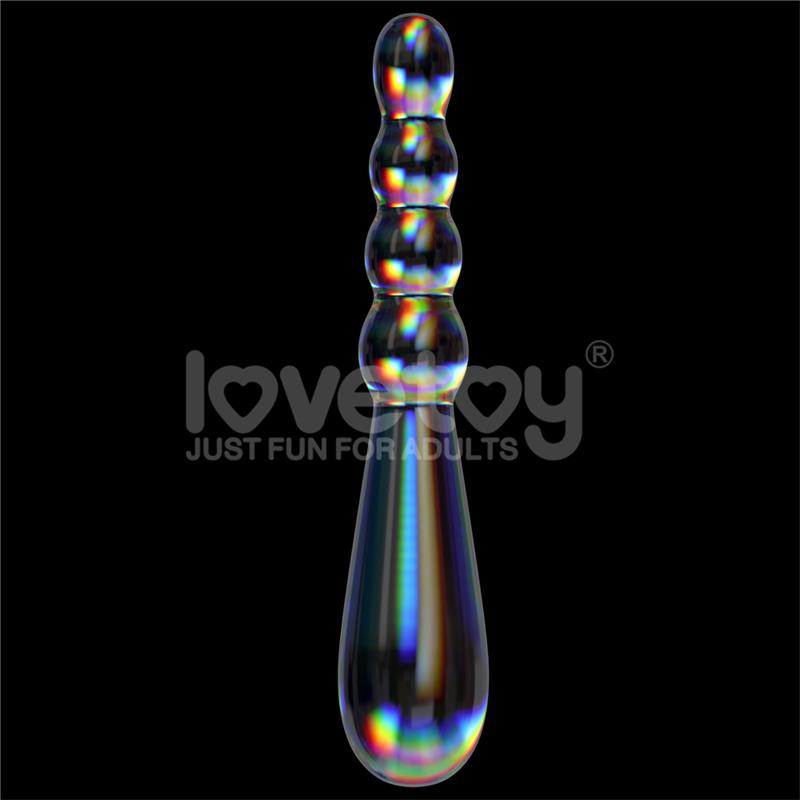 Glow in the Dark Glass Dildo Twilight Gleam Rising Ripples