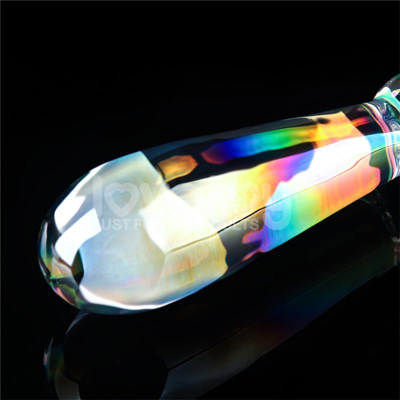 Glow in the Dark Glass Dildo Twilight Gleam Rising Ripples