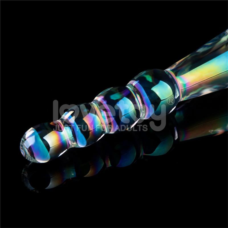 Glow in the Dark Glass Dildo Twilight Gleam Rising Ripples