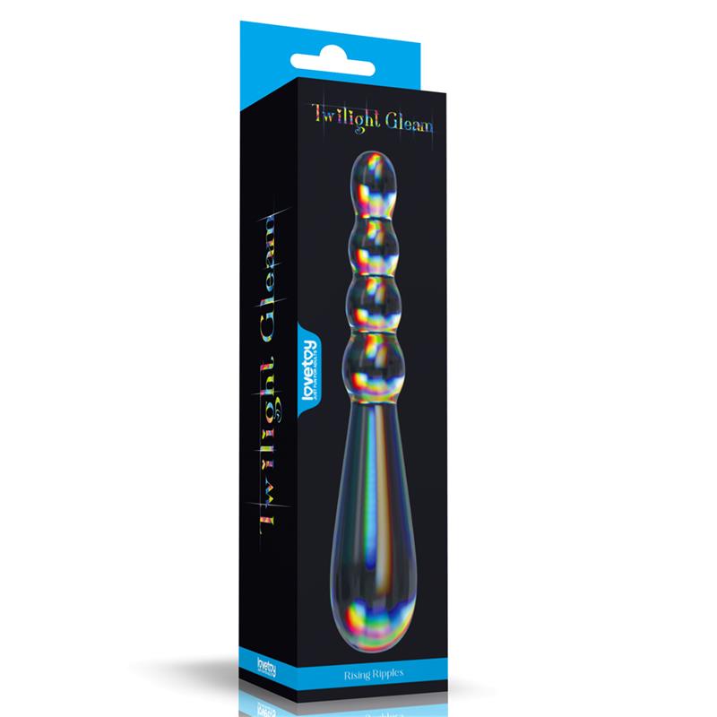 Glow in the Dark Glass Dildo Twilight Gleam Rising Ripples