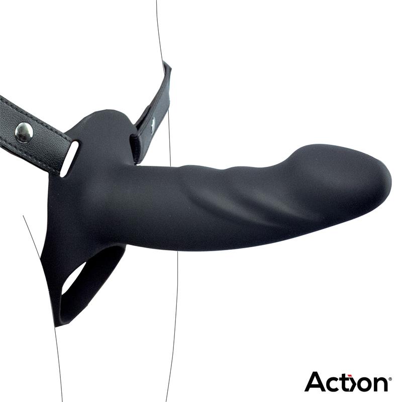 Strap-On with Hollow Dildo Premium Silicone Size L Black