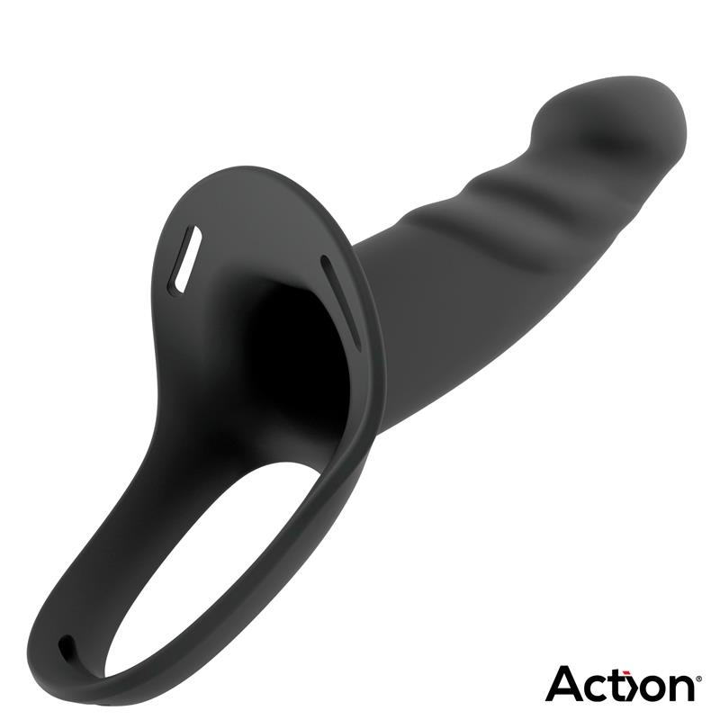 Strap-On with Hollow Dildo Premium Silicone Size L Black