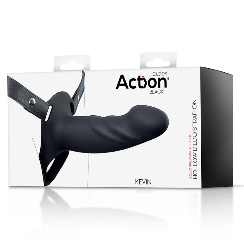 Strap-On with Hollow Dildo Premium Silicone Size L Black