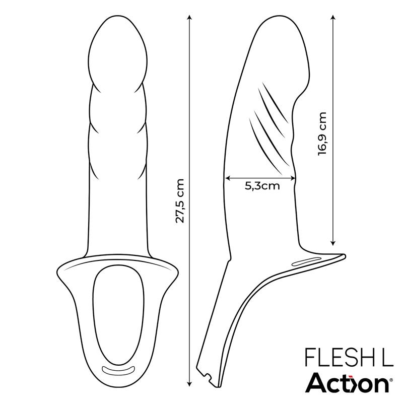 Strap-On with Hollow Dildo Premium Silicone Size L Flesh