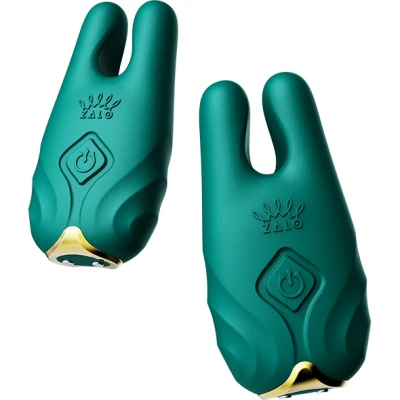 Zalo - Nave Wireless Vibrating Nipple Clamps Turquoise Green